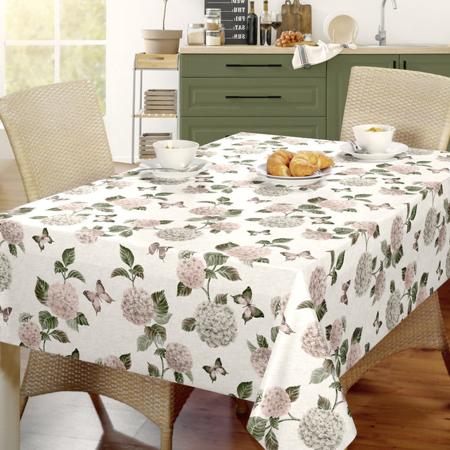 Nordfavn Hortensia Have - Wachstuch Tischdecke mit Schmetterlingen, Ambiente