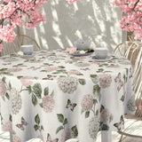 Nordfavn Hortensia Have - Runde Wachstuch Tischdecke mit Schmetterlingen, rundes Gartenambiente
