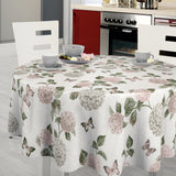 Nordfavn Hortensia Have - Wachstuch Tischdecke mit Schmetterlingen