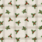 Nordfavn Houx de Noël – Klassische Wachstuch Tischdecke für Weihnachten mit Stechpalme, Muster