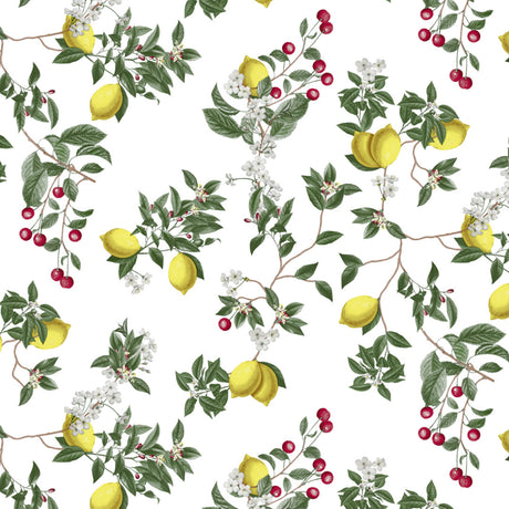 Nordfavn Lemon Cherry – Wachstuch Tischdecke mit Zitronen und Kirschen, Muster