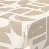 Nordfavn Manu Beige – Wachstuch Tischdecke mit grafischem Muster in Leinenoptik, Ecke