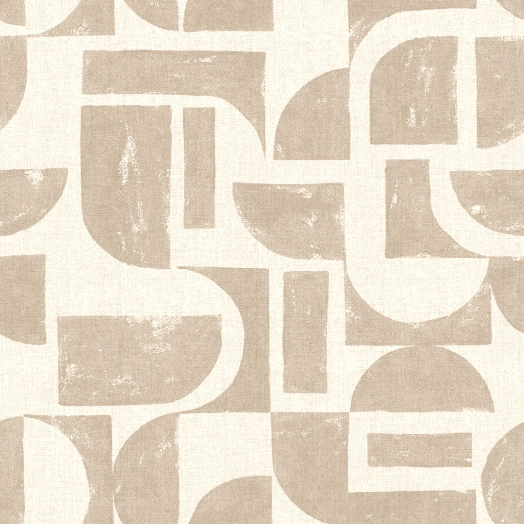 Nordfavn Manu Beige – Wachstuch Tischdecke mit grafischem Muster in Leinenoptik