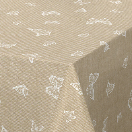 Nordfavn Mariposas Beige - Wachstuch Tischdecke mit Schmetterlingen, Ecke