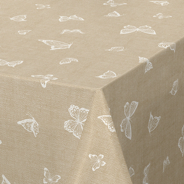 Nordfavn Mariposas Beige - Wachstuch Tischdecke mit Schmetterlingen, Ecke