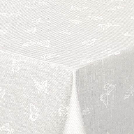 Nordfavn Mariposas Hellgrau - Wachstuch Tischdecke mit Schmetterlingen, Ecke