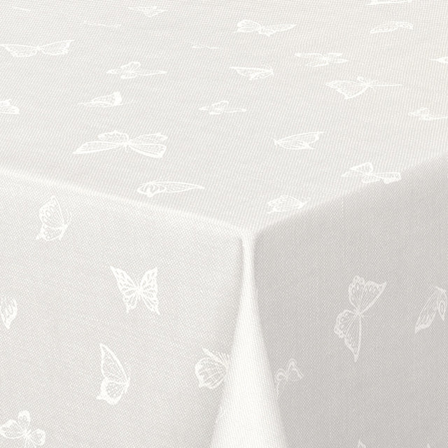 Nordfavn Mariposas Hellgrau - Wachstuch Tischdecke mit Schmetterlingen, Ecke