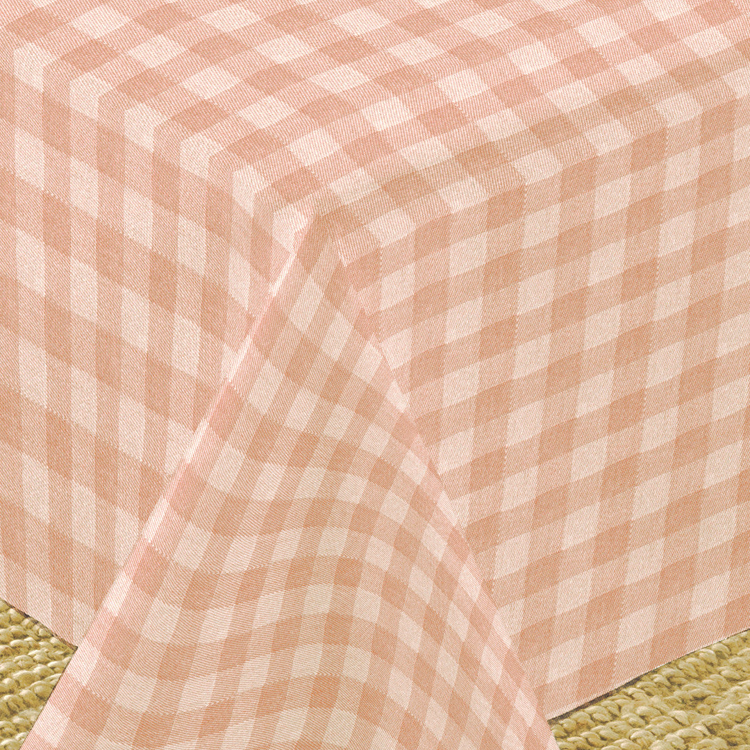 Nordfavn Mols Gedecktes Terracotta – Abwaschbare Tischdecke mit Karos, Ecke