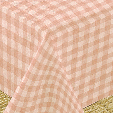 Nordfavn Mols Gedecktes Terracotta – Abwaschbare Tischdecke mit Karos, Ecke