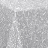 Nordfavn Nordic Leaf Grau – Wachstuch Tischdecke mit stilisiertem Blattmuster, Ecke