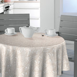 Nordfavn Nordic Leaf Sand – Runde Wachstuch-Tischdecke mit stilisiertem Blattmuster