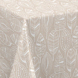 Nordfavn Nordic Leaf Sand – Wachstuch Tischdecke mit stilisiertem Blattmuster, Ecke