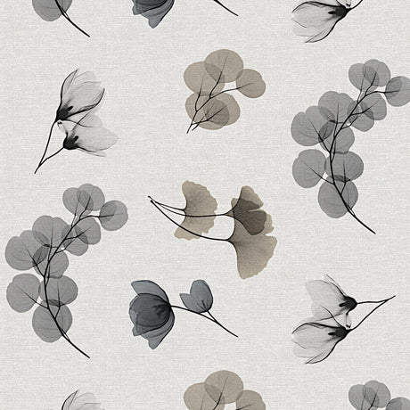 Nordfavn Organza Grau-Beige – Wachstuch Tischdecke mit Blättermuster, Muster