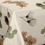 Nordfavn Organza Natur – Wachstuch Tischdecke mit leichtem Blumen- und Blattmuster, Ecke