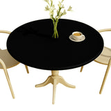 Nordfavn Uni Pirate Black - einfarbige Runde Wachstuch-Tischdecke mit Gummizug
