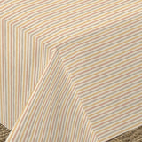 Nordfavn Pitiusa Sonnengelb und Terracotta – abwaschbare Tischdecke mit feinen Querstreifen, Ecke