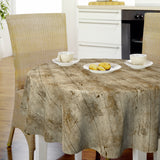 Nordfavn Rustica - Runde Wachstuch Tischdecke mit realistischer Holzoptik