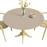 Nordfavn Uni Sesambeige - Einfarbige Runde Wachstuch-Tischdecke mit Gummizug