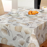 Nordfavn Shell Flower Beige – Wachstuch Tischdecke mit weichem botanischem Ausdruck, Ambiente