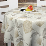 Nordfavn Shell Flower Beige – Runde Wachstuch Tischdecke mit weichem botanischem Ausdruck, rund