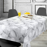 Nordfavn Shell Grau Silber – Wachstuch Tischdecke mit elegantem Blattmuster