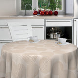 Nordfavn Soft Geo Sand – Runde Wachstuch-Tischdecke mit grafischem Muster