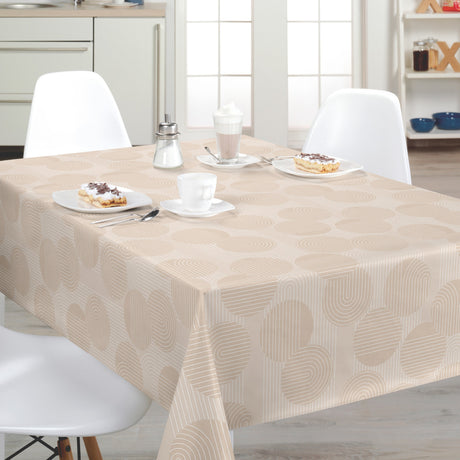 Nordfavn Soft Geo Sand – Wachstuch Tischdecke mit grafischem Muster, Ambiente