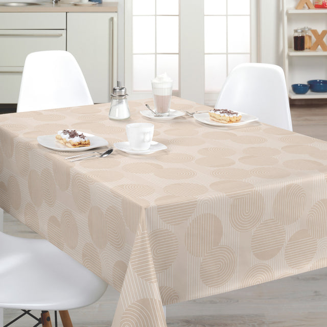 Nordfavn Soft Geo Sand – Wachstuch Tischdecke mit grafischem Muster, Ambiente
