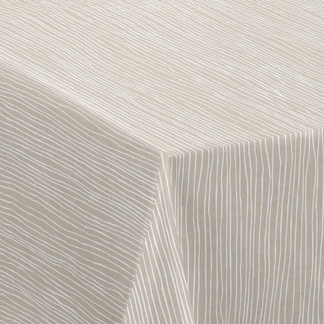 Nordfavn Strange Ways Beige – Wachstuch Tischdecke in Beige mit Streifen, Ecke