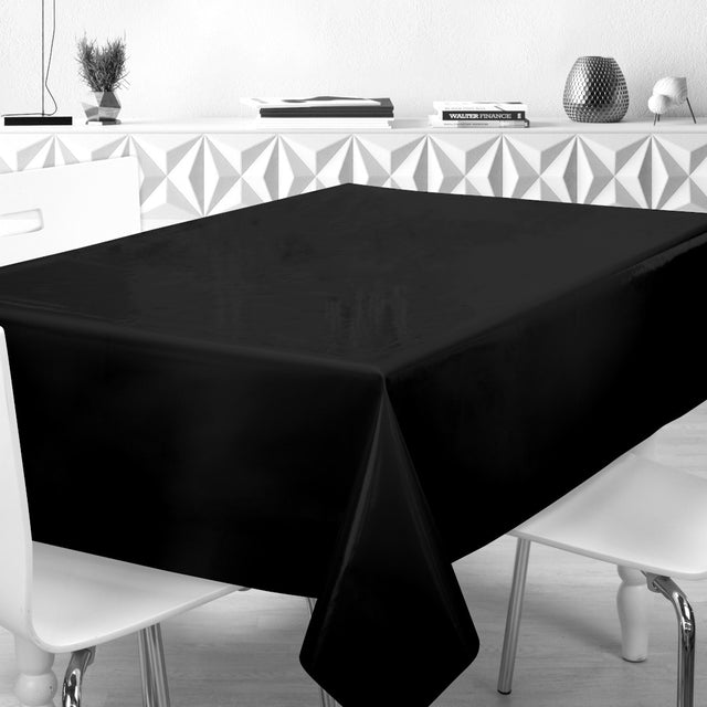 Nordfavn Uni Pirate Black - einfarbige, halbglänzende Wachstuch Tischdecke, Ambiente