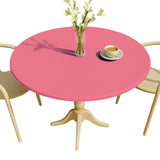 Nordfavn Uni Rose Pink – Einfarbige Runde Wachstischdecke mit Gummizug