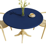Nordfavn Uni Sailor Blau - Einfarbige Runde Wachstischdecke mit Gummizug