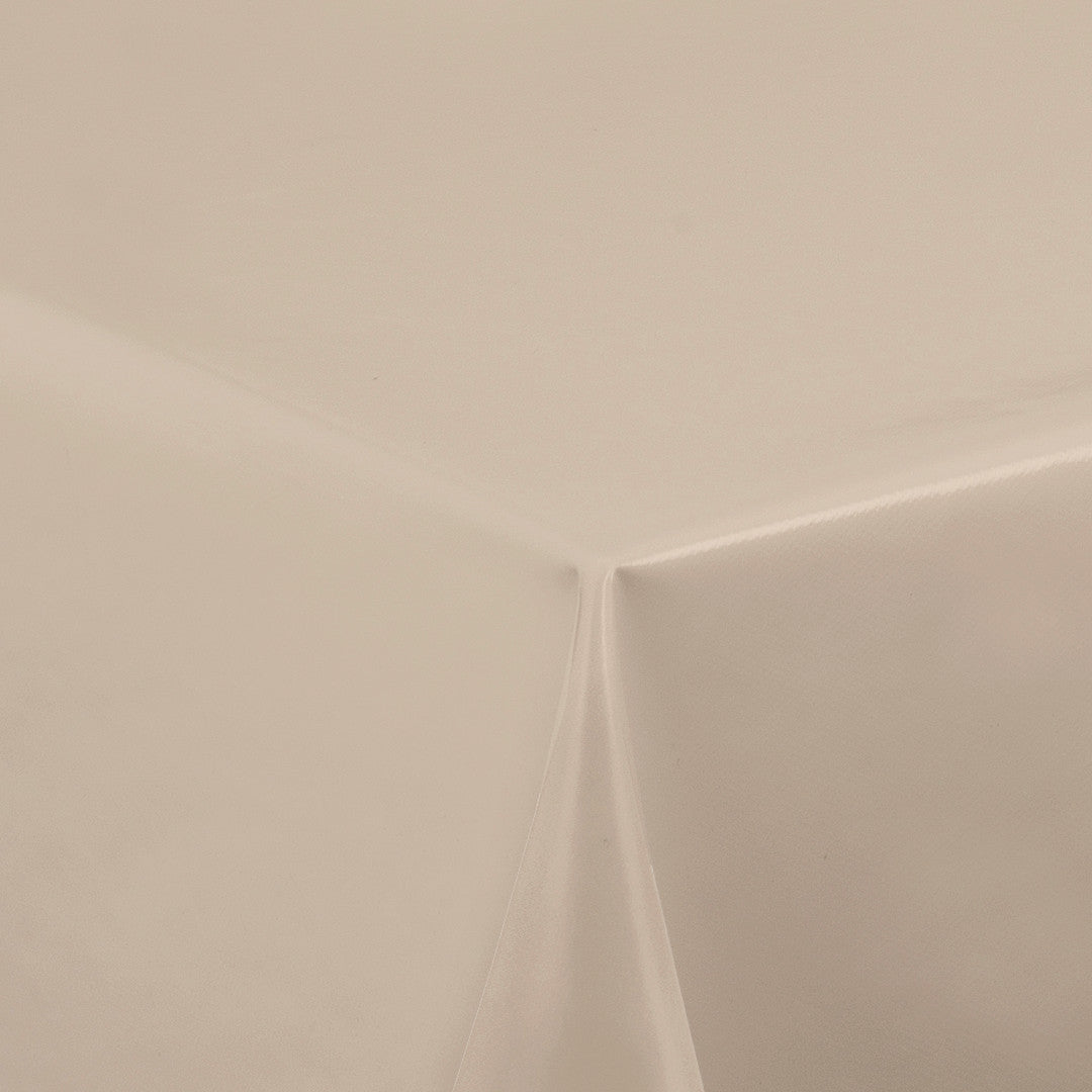Nordfavn Uni Sesambeige - Einfarbige, halbglänzende Wachstuch Tischdecke, Ecke