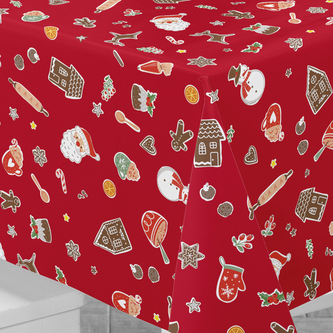 Nordfavn Xmas Cookies – Wachstuch Tischdecke für Weihnachten mit Plätzchen und Weihnachtsmotiven