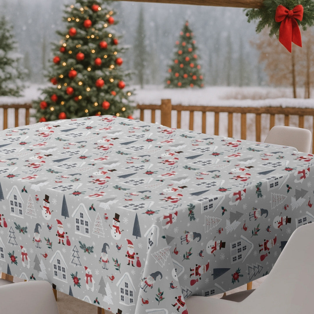 Nordic Winter – Wachstuch Tischdecke für Weihnachten mit Weihnachtsmotiven im skandinavischen Stil, Ambiente