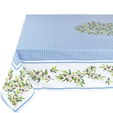 Nyons Blau - Rechteckige acrylbeschichtete Provence-Tischdecke 150 x 250 cm, Ecke