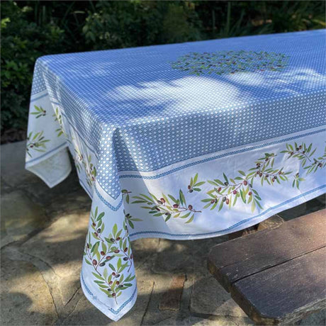Nyons Blau - Rechteckige Provence-Tischdecke 155 x 250 cm, Außenbereich