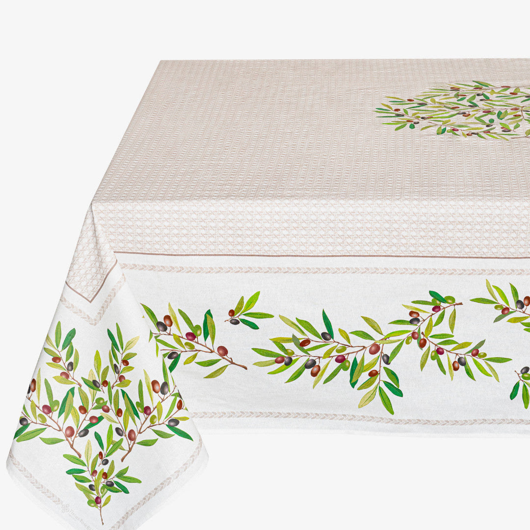 Nyons Ecru - Rechteckige Provence-Tischdecke 155 x 250 cm, Ecke