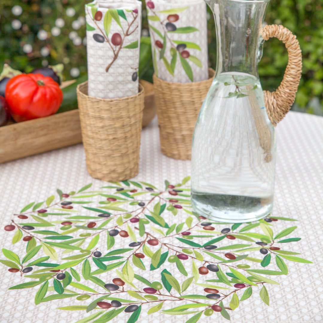 Nyons Ecru - Rechteckige Provence-Tischdecke 155 x 250 cm, Nahaufnahme