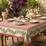 Nyons Terracotta - Rechteckige Provence-Tischdecke 155 x 250 cm, Gartenambiente