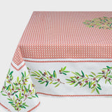 Nyons Terracotta - Rechteckige Provence-Tischdecke 155 x 250 cm, Ecke
