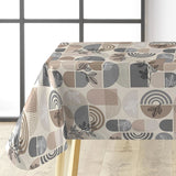 Ovaline Bladform - Wachstuch Tischdecke mit nordischer Geometrie und organischen Details, Ecke