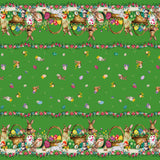 Osterlamm Grün – Oster-Wachstuch Tischdecke mit Lämmern und Osterhasen, Muster