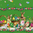 Osterlamm Grün – Oster-Wachstuch Tischdecke mit Lämmern und Osterhasen