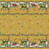 Osterlamm Goldfarben – Wachstuch Tischdecke für Ostern mit Lämmern und Osterhasen, Muster