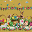 Osterlamm Goldfarben – Wachstuch Tischdecke für Ostern mit Lämmern und Osterhasen