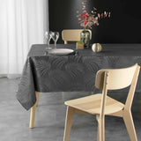 Plumette Charcoal Grey – Damasttischdecke mit gewebtem Palmblattmuster – 140 x 240 cm, Ambiente