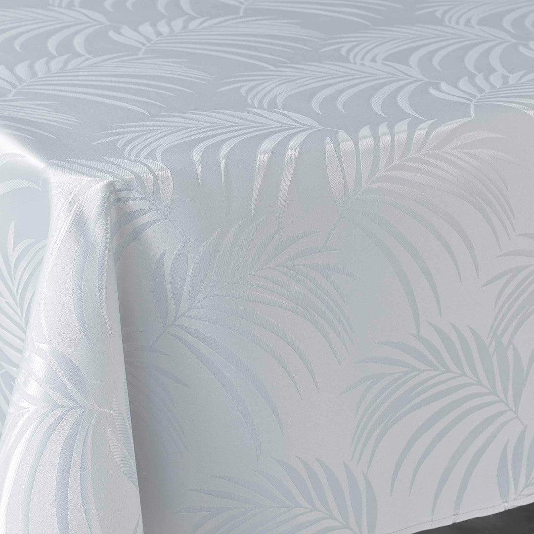 Plumette Grey – Damasttischdecke mit gewebtem Palmblattmuster – 140 x 240 cm, Ecke