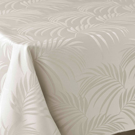 Plumette Linen – Damasttischdecke mit gewebtem Palmblattmuster – 140 x 240 cm, Ecke