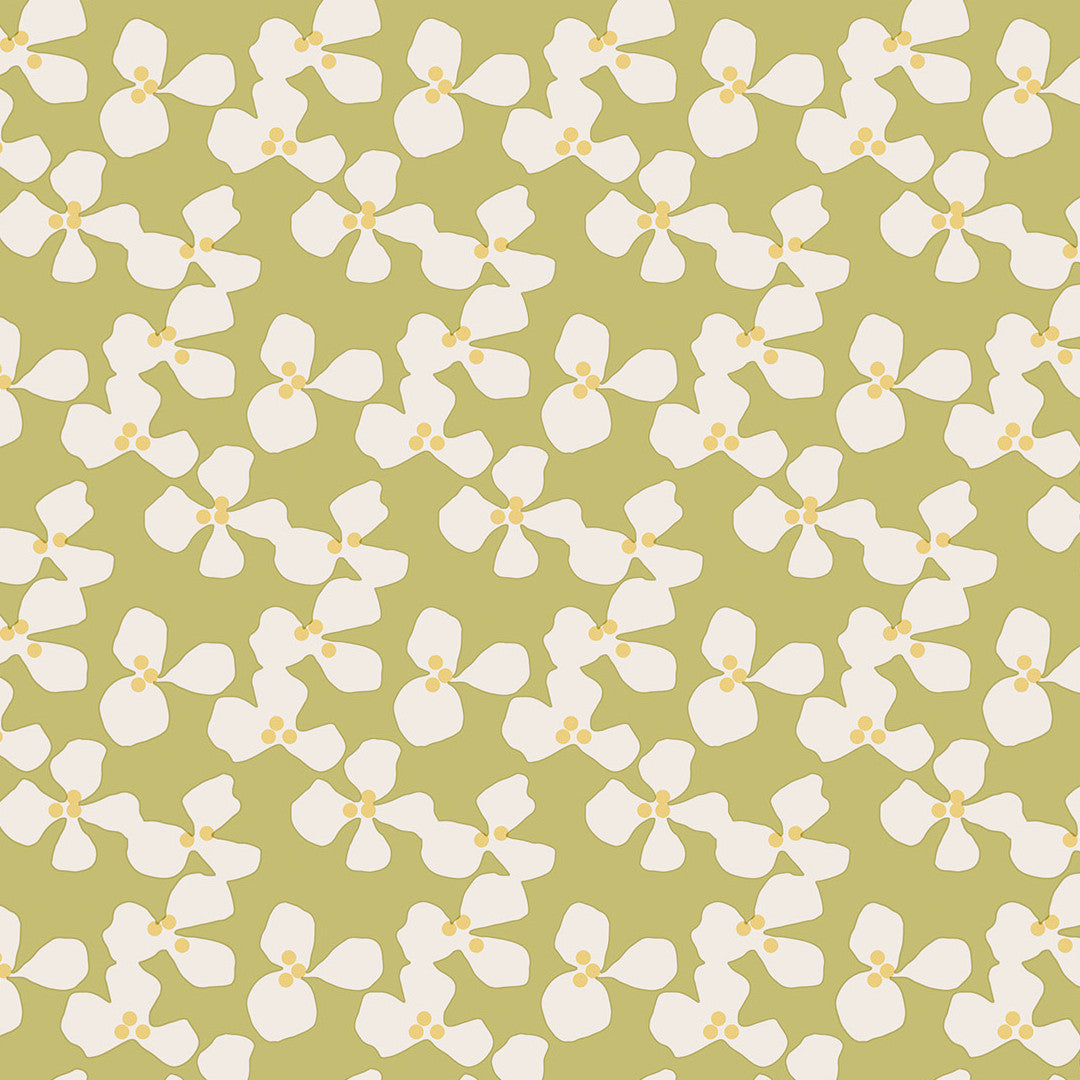 Poppy Spring Moss - Lola Wachstuch Tischdecke mit grafischem Blumendesign, Muster